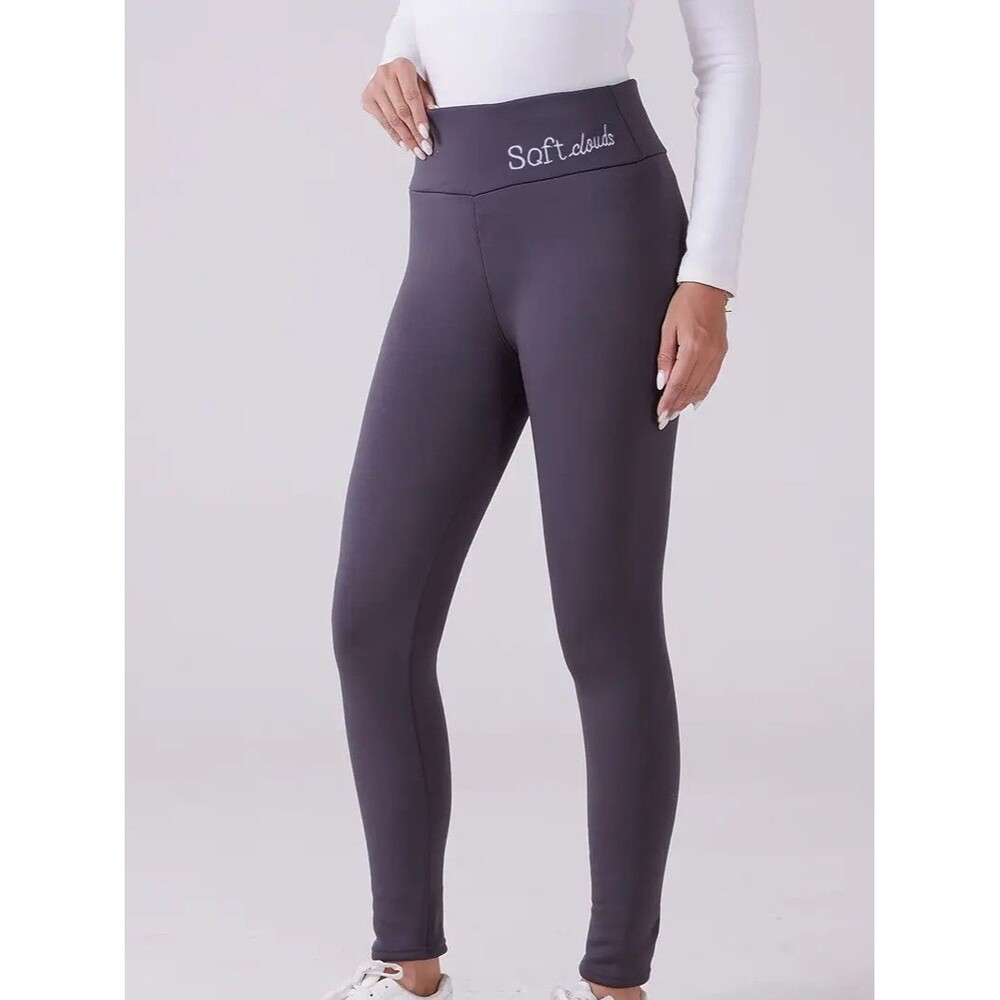 Soft.clouds Leggings Women's Medium Gray Fleece Lined Thermal Stretch Warm